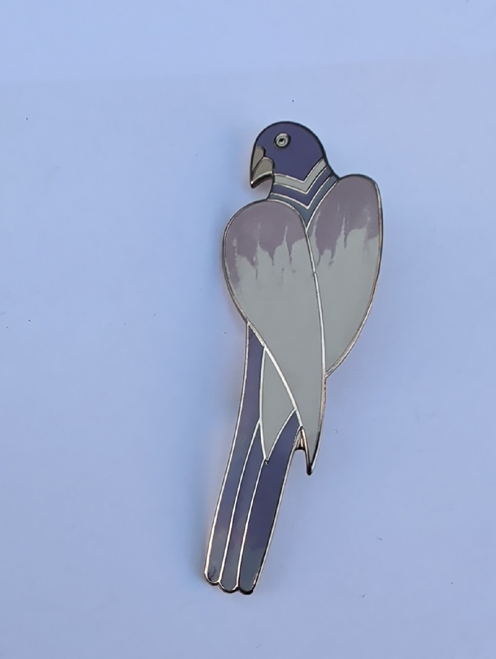 Laurel Burch Lavender and Cream Parrot Enamel Brooch